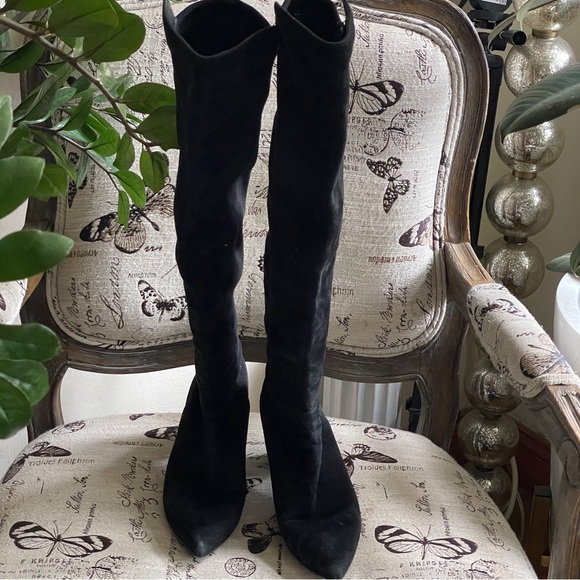 Stuart Weitzman Black Over-the-Knee Suede Boots - Picture 6 of 10
